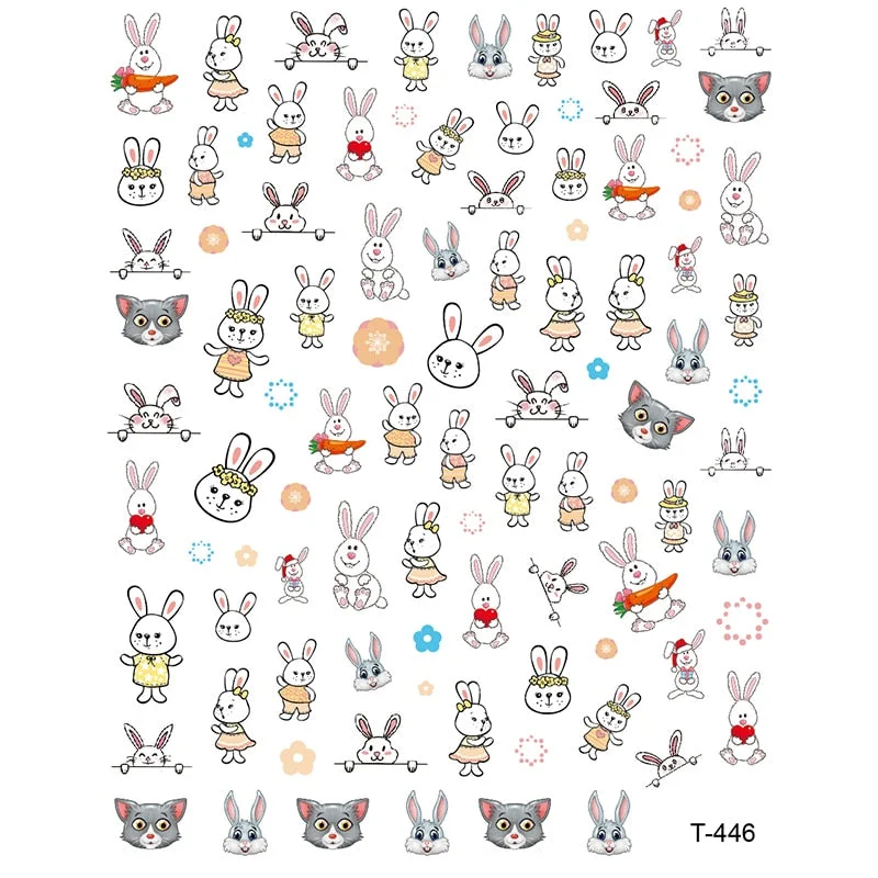 1Pcs Laser Ginkgo Leaf Self-adhesive Nail Sticker Lucky Four-leaf Clover Animal Cartoon Nail Art Sticker Decal Nail Charm Design