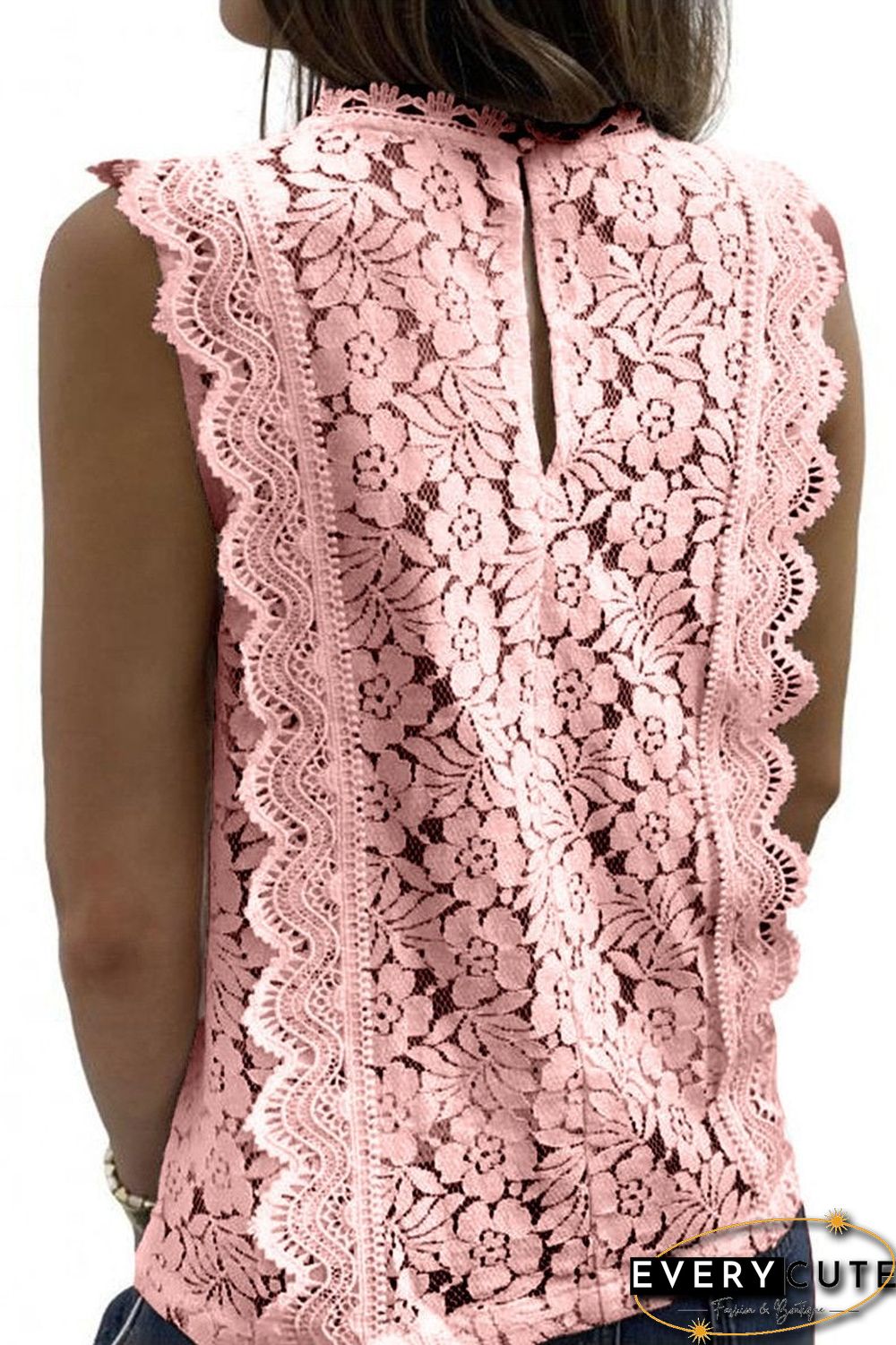 V Neck Ruffled Lace Hollow Shirt