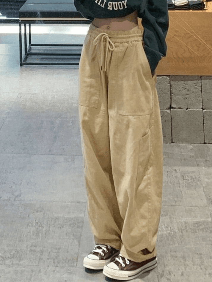 Brownm High Waist Pocket Straight Leg Pants