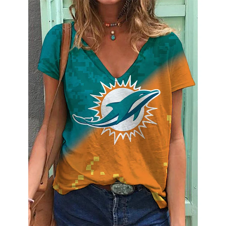 Miami Dolphins Lightweight Short Sleeve V-Neck T-Shirt