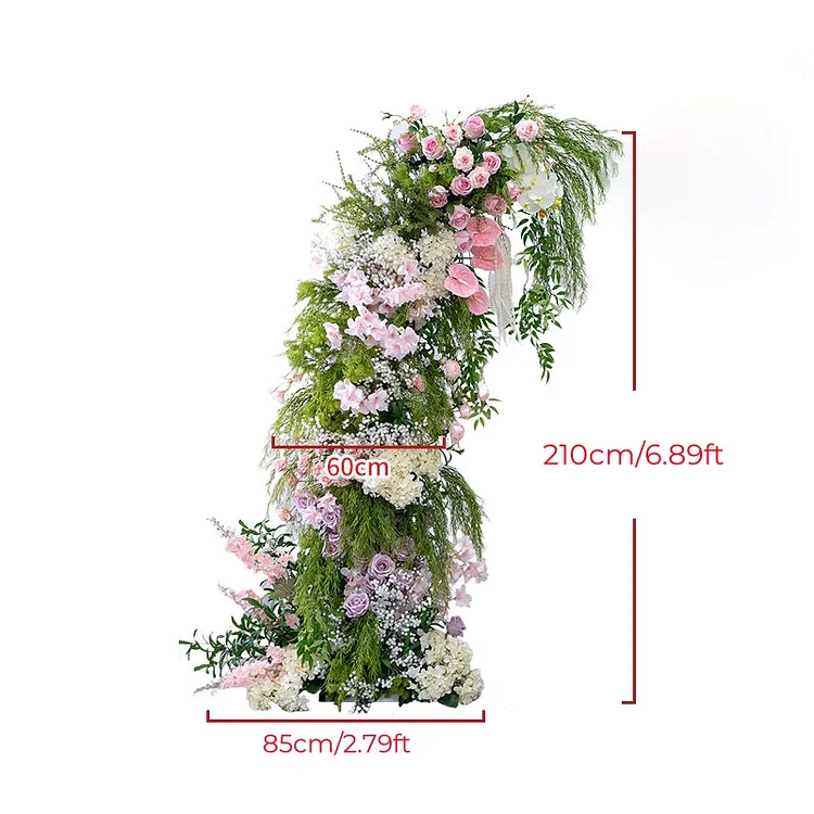 A8154 Floral Row Runner Outdoor Wedding Backdrop Horn Arch Decor Flower Arrangement
