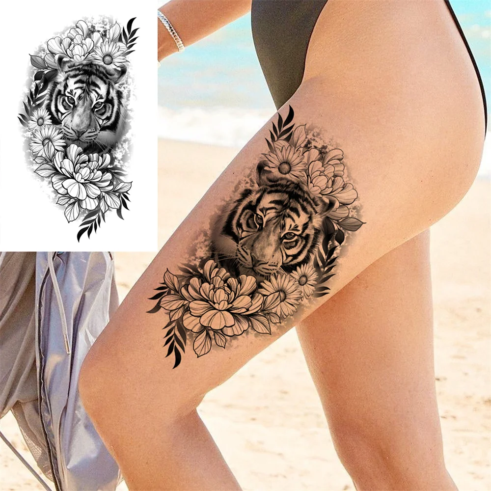 Sdrawing Clock Temporary Tattoo For Men Women Children Skeleton King Dragon Hourglass Black Tattoo Sticker Fake Snake Adults Tatoos