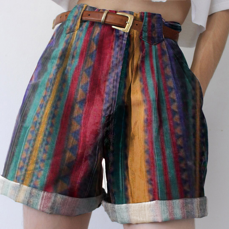 Vintage Casual Color Striped Shorts / [blueesa] /