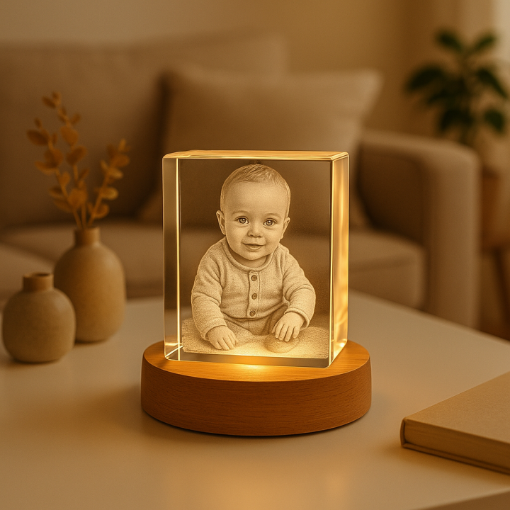 3D crystal engravings of baby photos