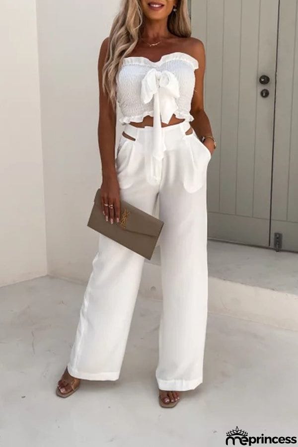 Solid Color Sleeveless Top Vest Casual Pants Set