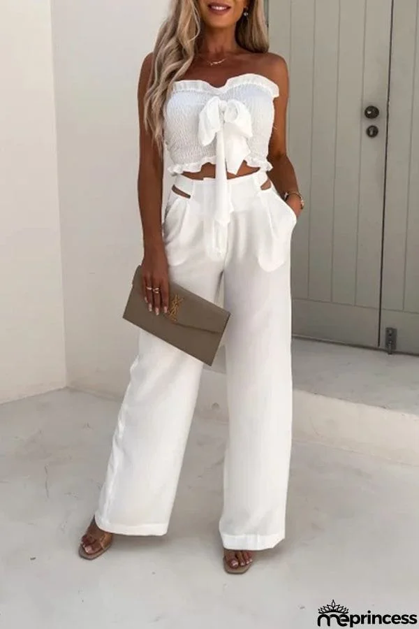 Solid Color Sleeveless Top Vest Casual Pants Set