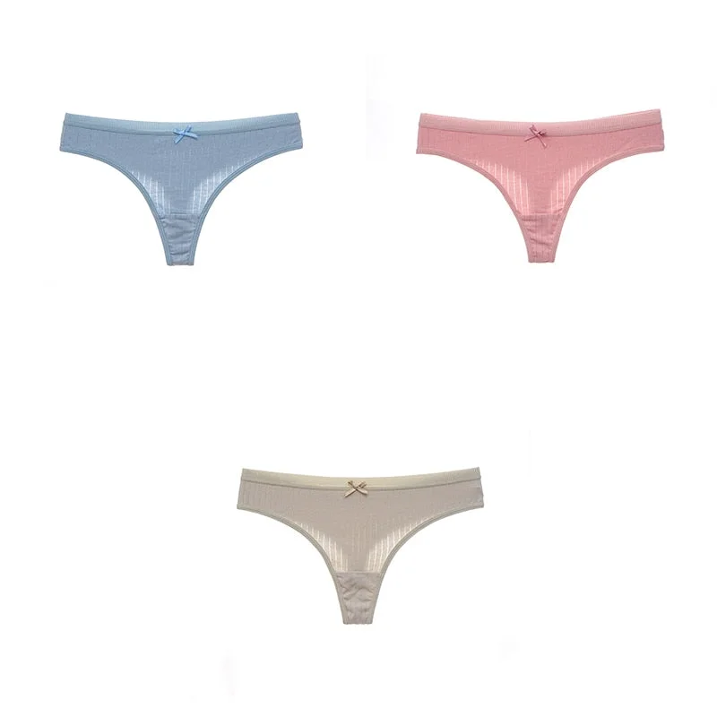3PCS/Set G-string Panties Cotton Women's Underwear Sexy Pantie Female Underpants Thong Solid Color Panty Lingerie M-XL Hot Sale