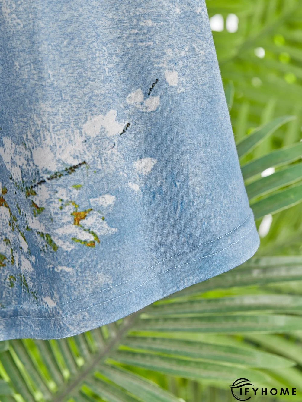 Women's Vacation Buttoned V Neck Loose Floral Printed Tunic T-Shirt | IFYHOME