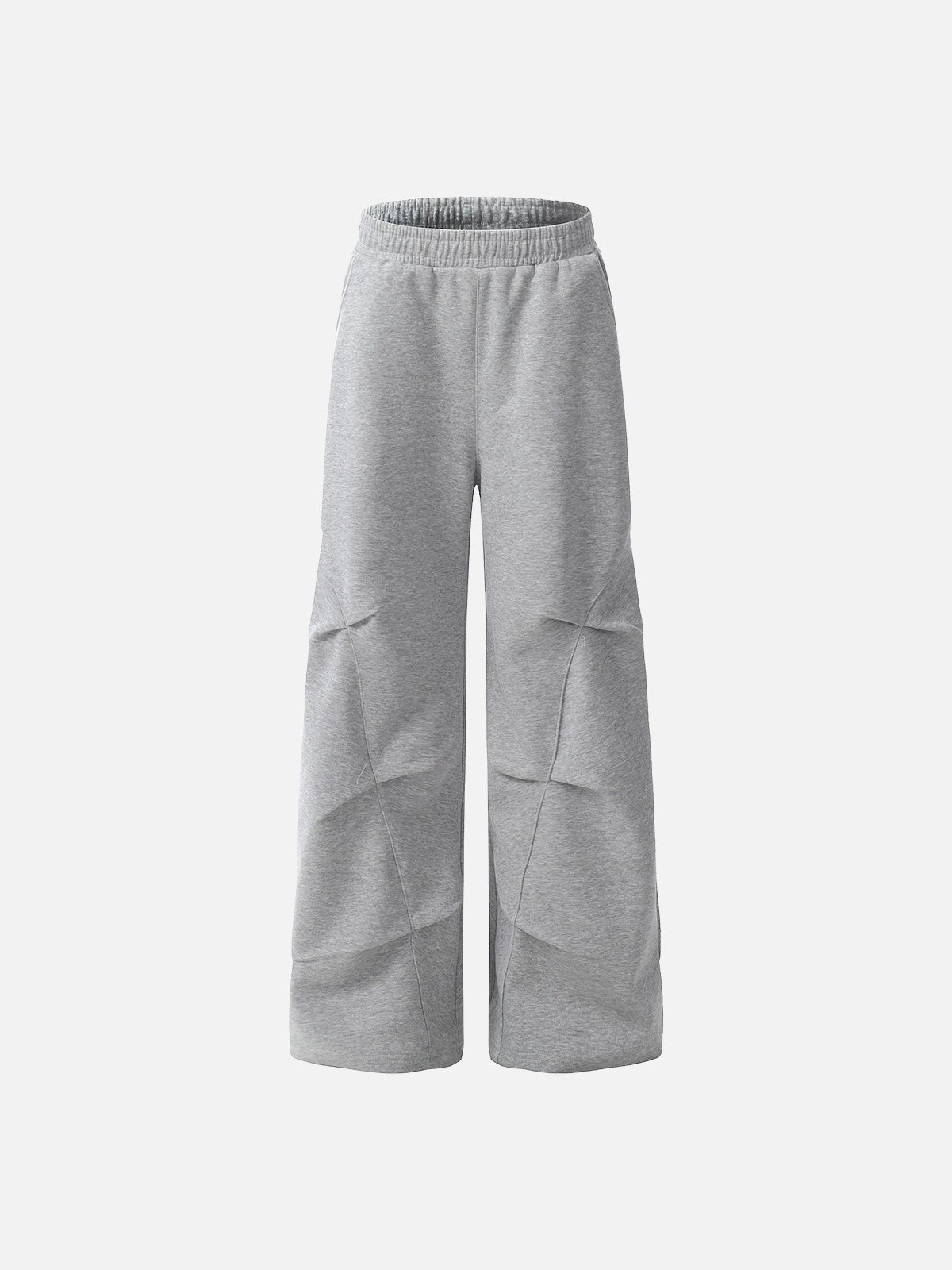 Grey Solid Deconstructed Wrinkle Patchwork Sweatpants Front