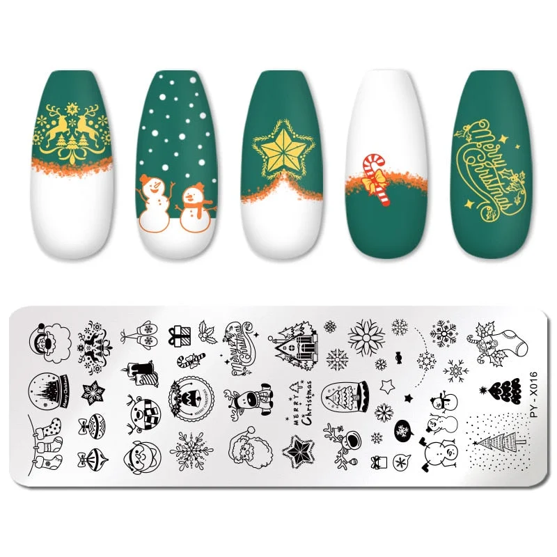 PICT YOU Halloween Nail Stamping Plates Snowflake Festival Pattern Nail Art Image Plates Stainless Steel Nail Art Plate Stencil-Nail Inspo
