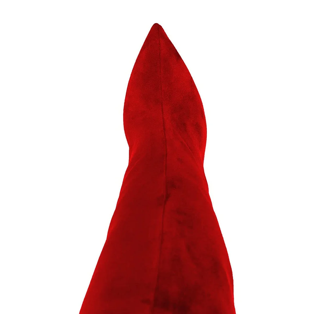 Red Vegan Suede Pointed Toe Flared Heel Over The Knee Boots