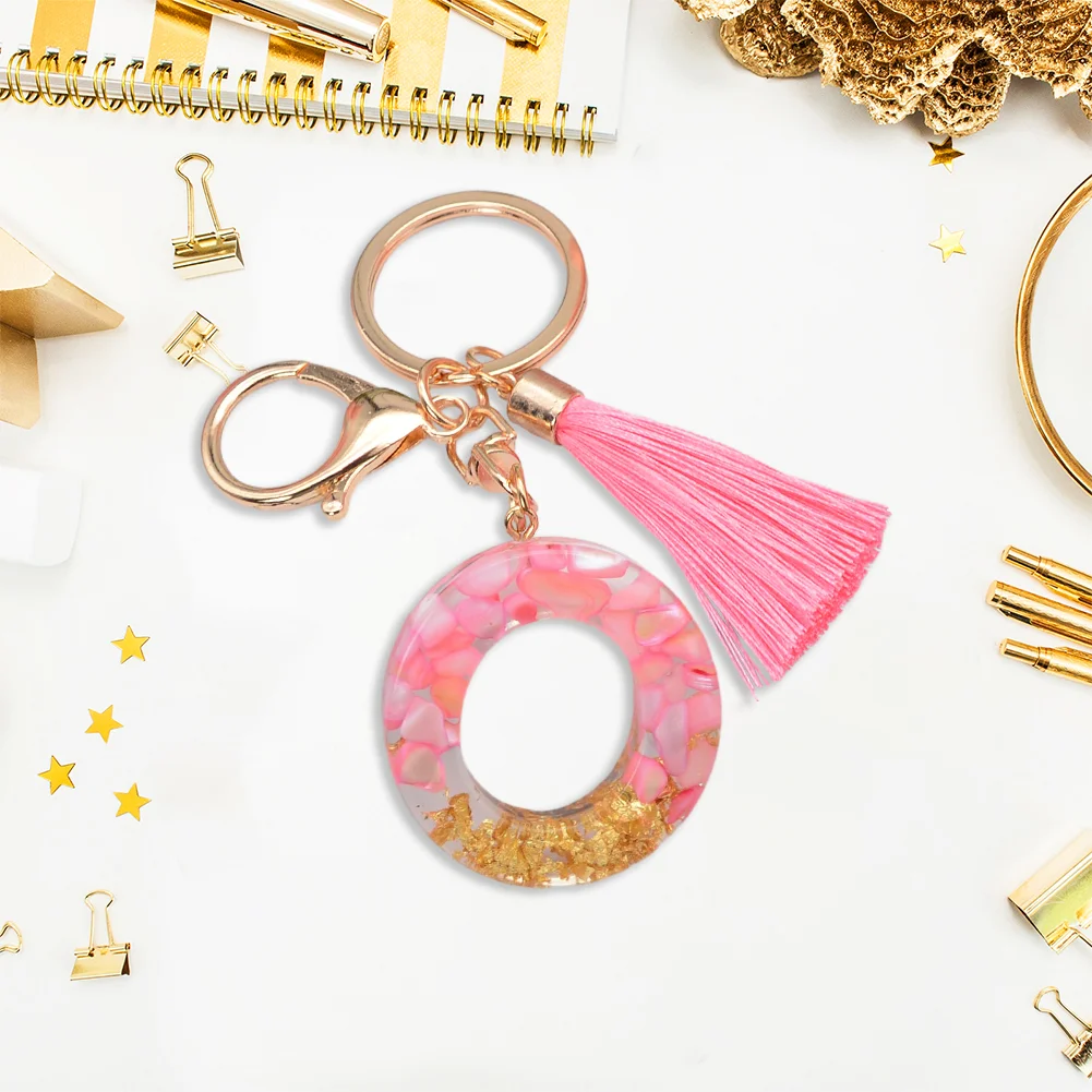 Resin Initial Key Ring with Tassel Alphabet Keyring for Car Keys Wallet Handbags