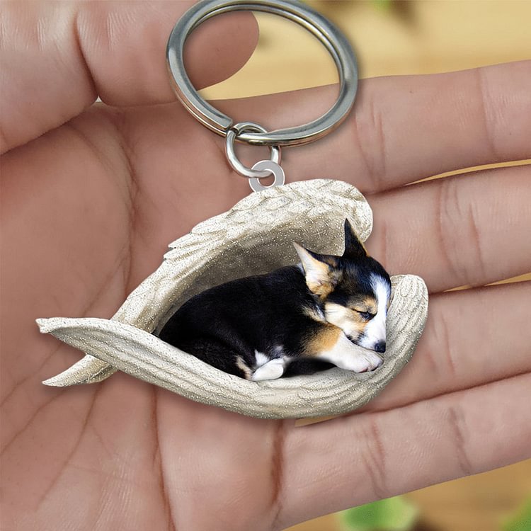Tricor corgi Sleeping Angel Acrylic Keychain