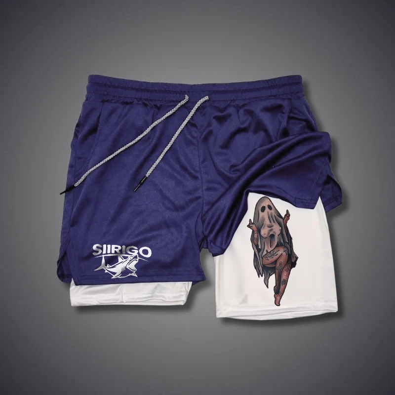 Naughty Sexy Naked Lady Ghost Print GYM PERFORMANCE SHORTS