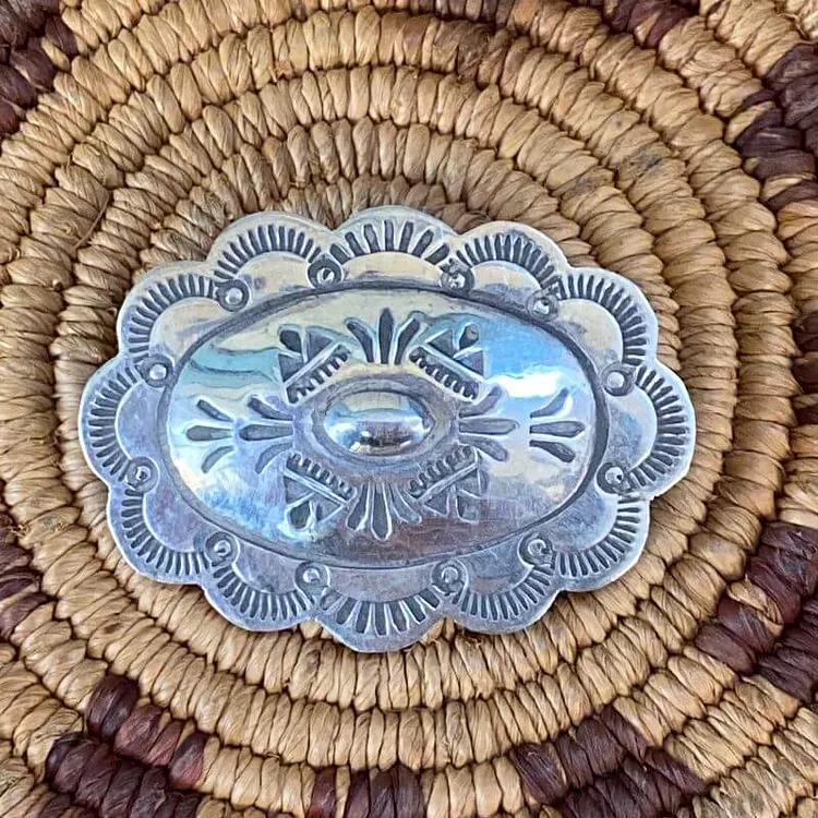 Vintage Sterling Silver Concho Pin Navajo