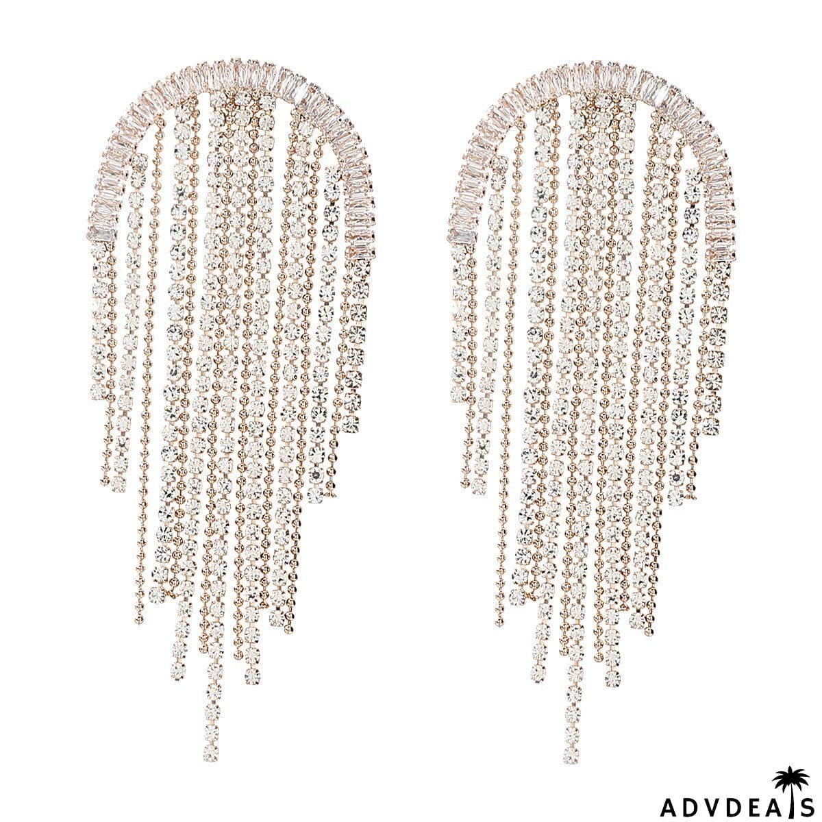 Shining rhinestone fringe earings