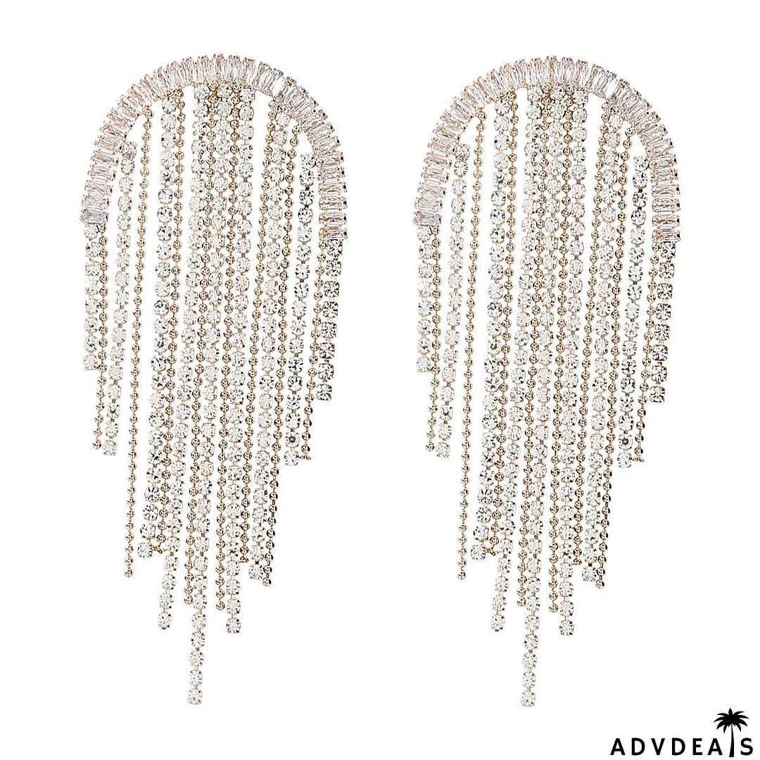 Shining rhinestone fringe earings