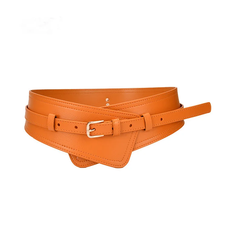 Cowhide With Coat Narrow Waist Wide Girdle Belt