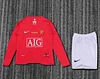 2007/2008 Retro Long Sleeve Manchester United Home Champions League Edition Football Shirt 1:1 Thai Quality Kids Size