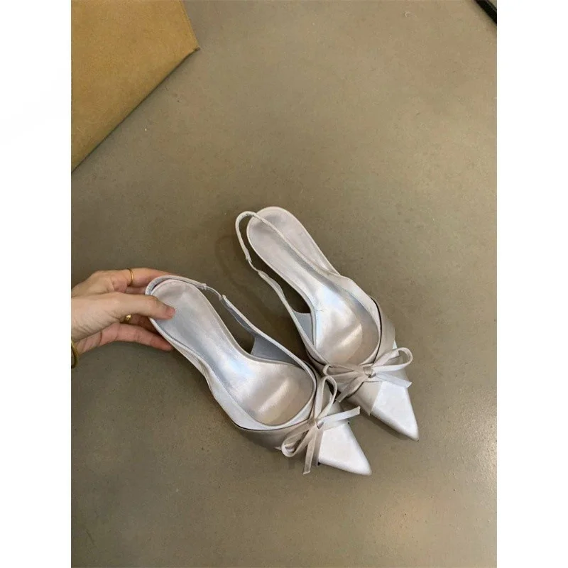 Breakj Breakj High-Heeled Women's Shoes 2025 Spring And Autumn New French Temperament Elegant Bow Tip Light-Mouthed Fine Sandals