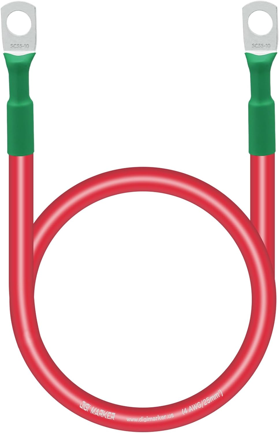 4AWG Battery Cables , 12-Inch/18-Inch/24-inch/36-inch/72-inch Car Battery Inverter Cable Set with 3/8" Lugs and Terminals-Copper Cables for Automotive, Marine, Solar, ATV