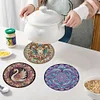 4Pcs Wooden Animals Abstract DIY Diamond Painting Placemats with Holder
