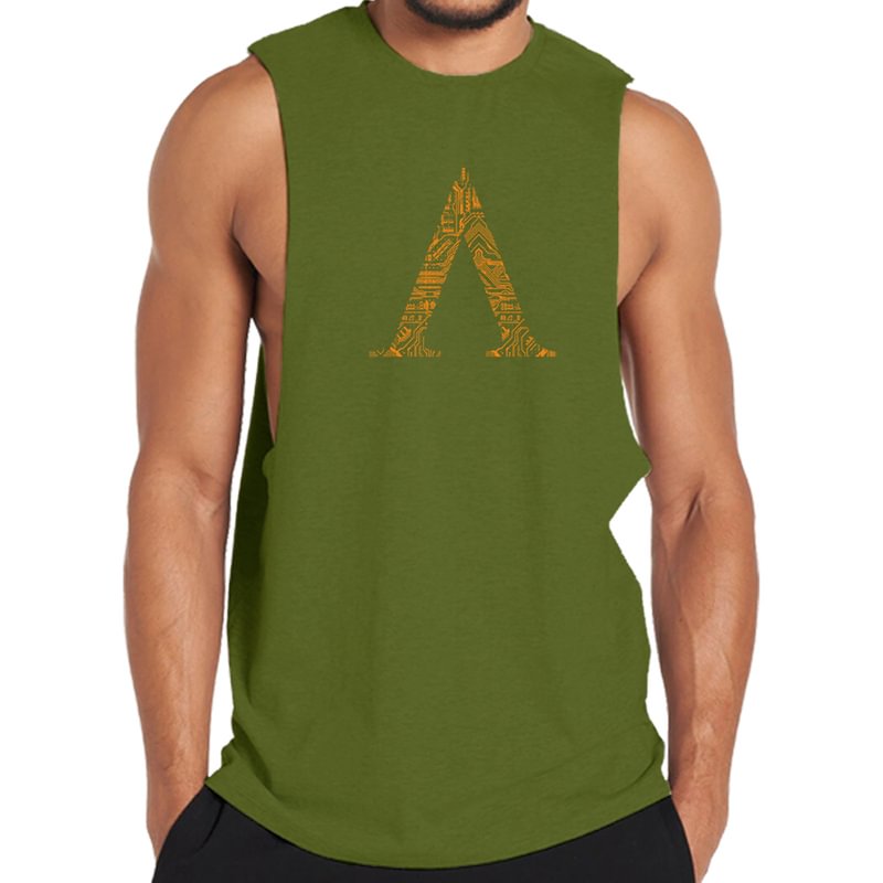 Cotton Letter A Men's Tank Top tacday