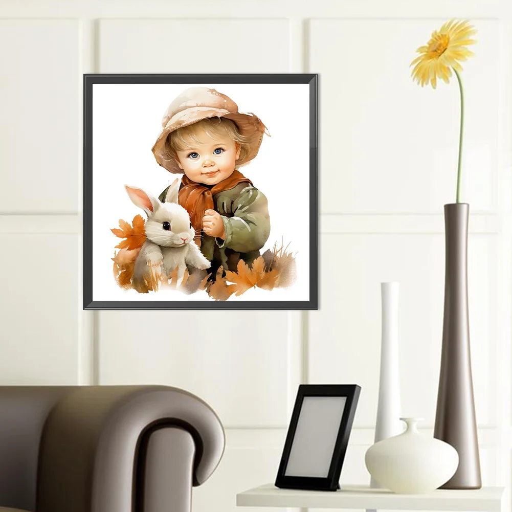 Diamond Painting - Full Round Drill - Harvest Farm Kid(Canvas|40*40cm)
