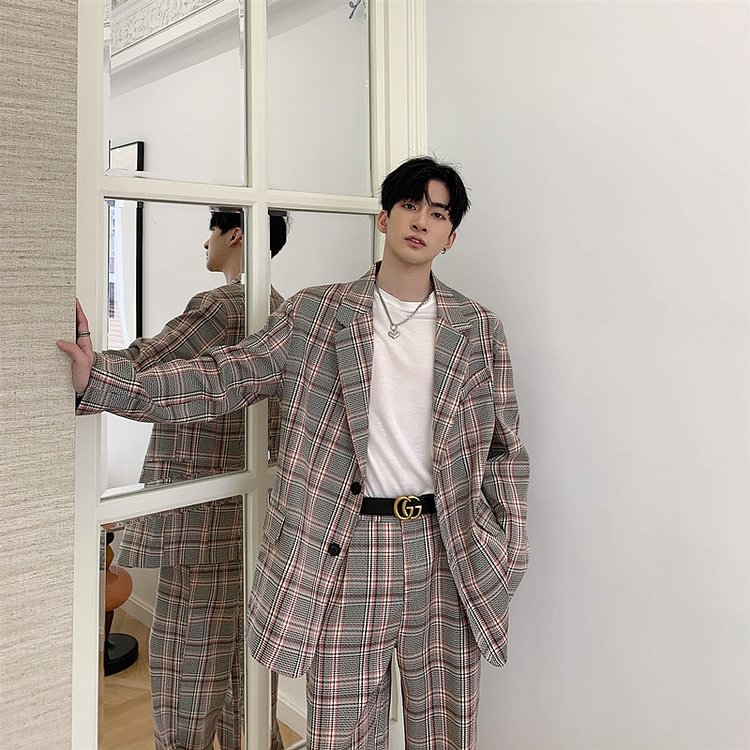 Dawfashion-Retro Plaid Fashion Trend Suit-Yamamoto Diablo Clothing