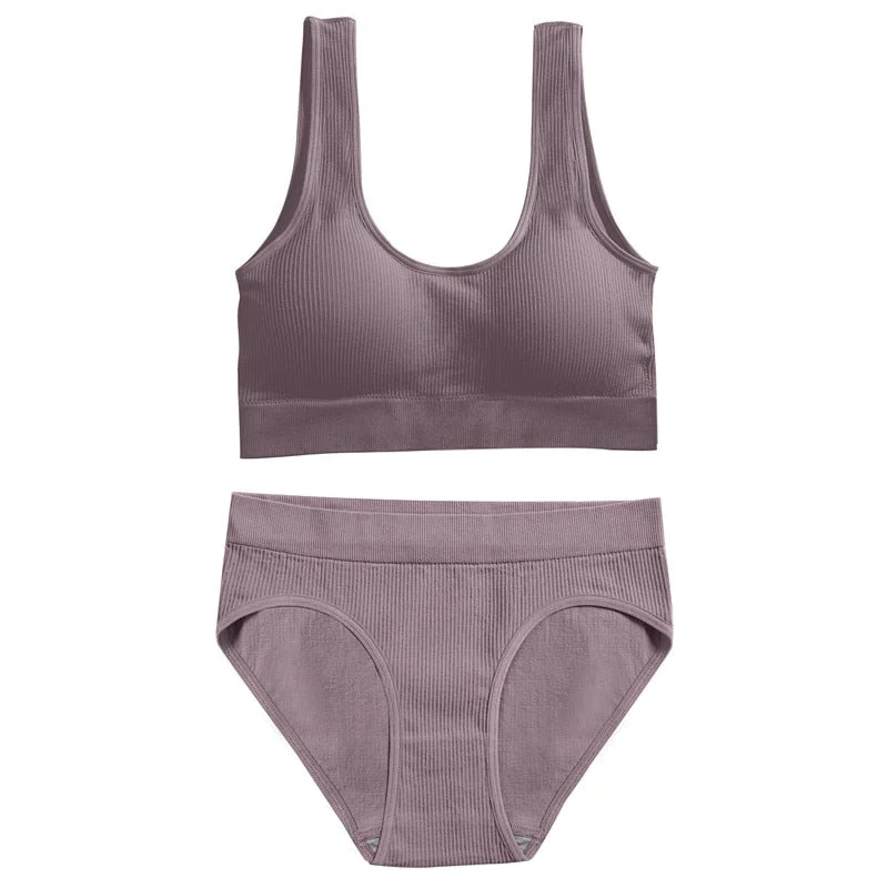 New Sexy Women Lingerie Underwear Camis And Panty Set Top Bra Set Ultra-thin Bras For Woman Cropped Top Underpants 6 Solid Color