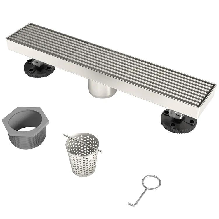  EVERSTEIN 12" Linear Shower Drain with Hair Catcher Brushed Nickel