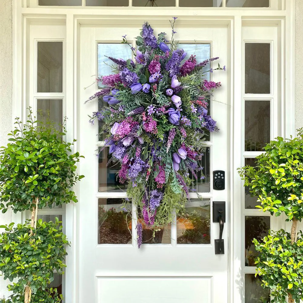 Lilac Tulip Hyacinth Hydrangea Spring Summer Wreath Decoration