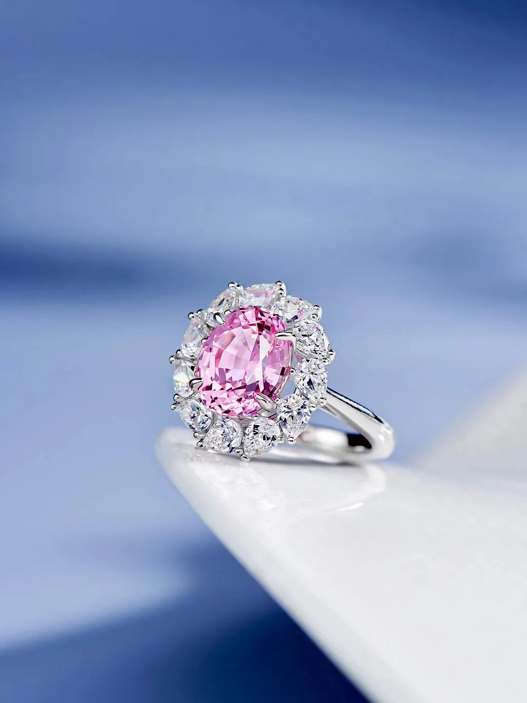 100% 925 Sterling Silver Sparkling 3 Carats padparadscha Pink High Opal Diamond Wedding Rings for Women Party Fine Jewelry Gift