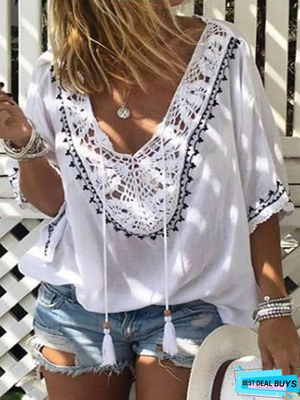 Women's Blouse Shirt Solid Colored V Neck Tops Loose Basic Top White Purple Yellow-0207807