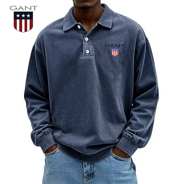 2025 GANT® | Suéter masculino de manga comprida para homens maduros