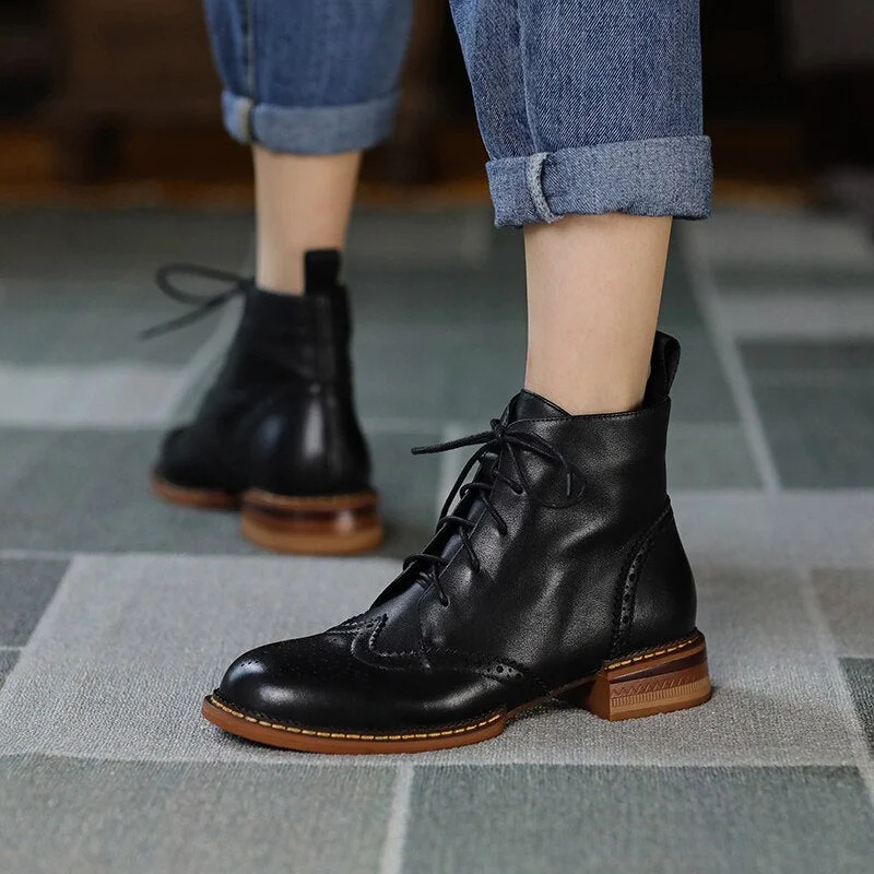 Vstacam 2022 New Autumn Women Shoes Lace-Up Chelsea Women Boots Winter Block Ankle Boots For Women Zapatos De Mujer Womens Chunky Boots