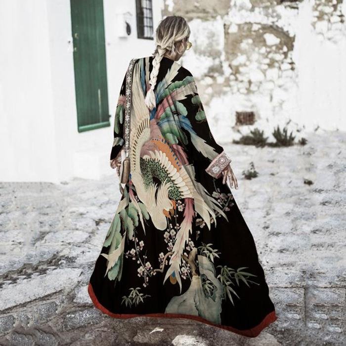 Fashion Long Lion Print Cardigan