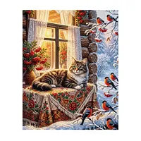 Winter Window Cat - Pearls Painting
