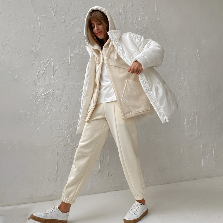 Ootddress Autumn Fashion Women 2 Piece-Set Zipper Casual Cardigan And Straight Legg Outfits Slim Patchwork Hoodie Women's Pants Sets