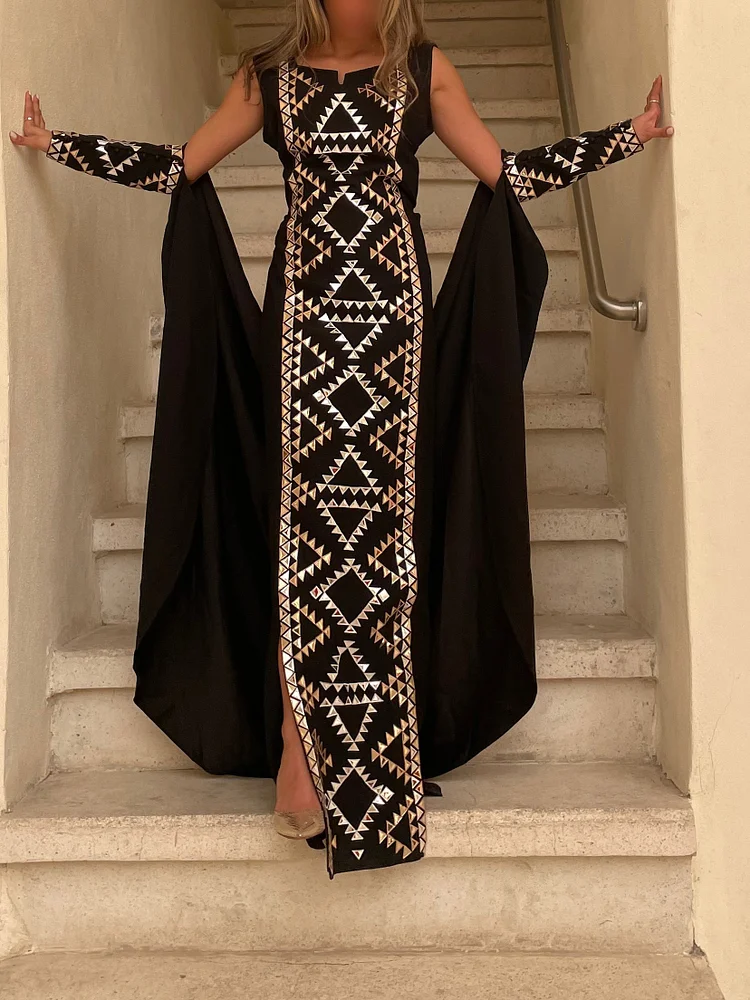Embroidered print dress + cardigan two-piece aet فساتين