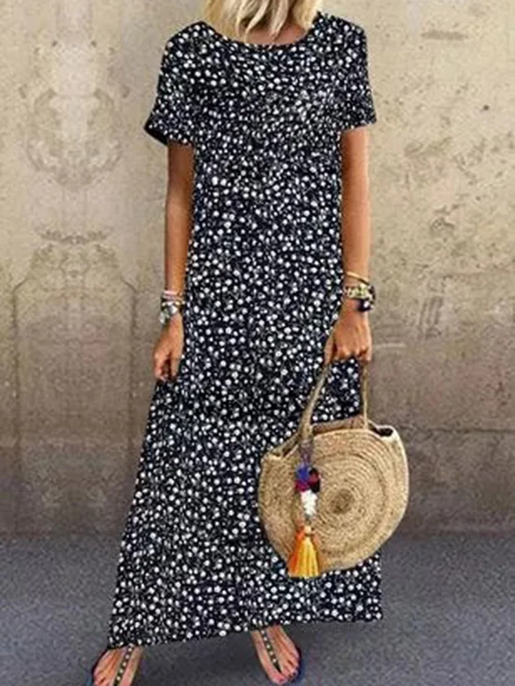 Navy Blue Casual Crew Neck Dresses