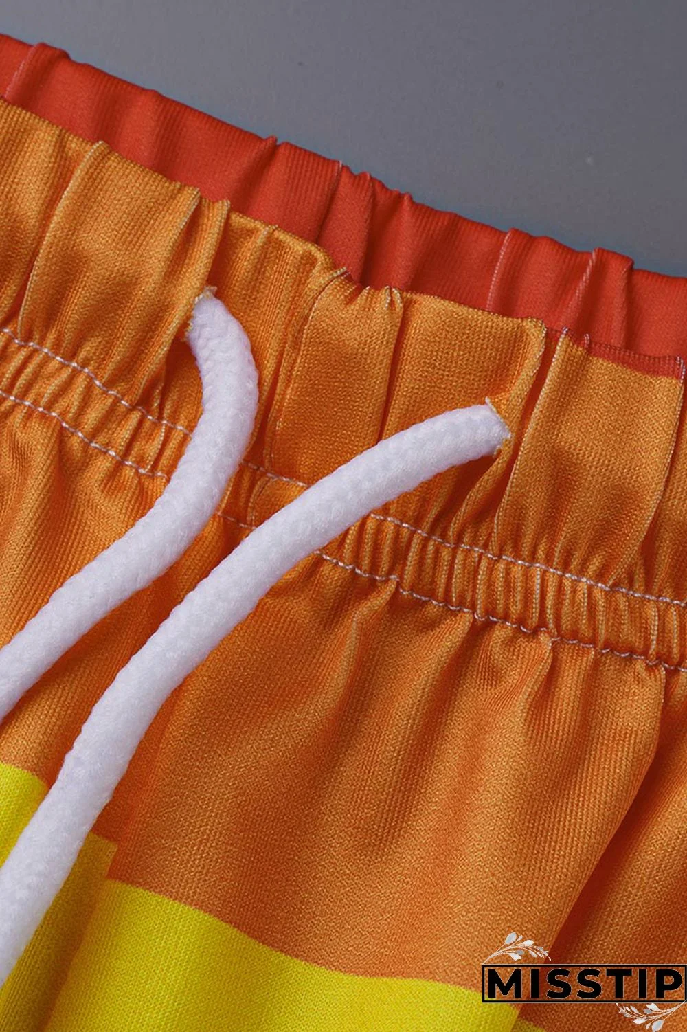 Yellow Fashion Casual Print Basic O Neck Short Sleeve Two Pieces