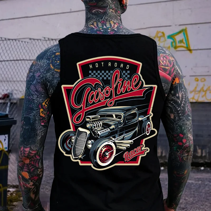 HOT ROAD GASOLINE RACER Classic Car Print Men's Vest