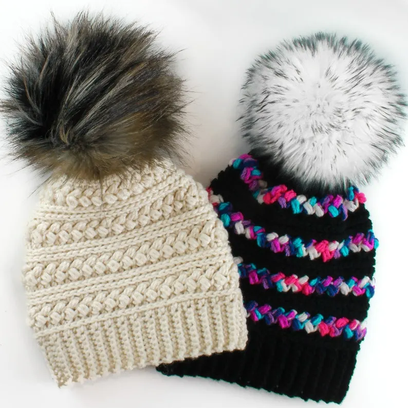 Easy Crochet pattern-Crochet hat&ndash;MADISON Beanie Hat Pattern-Crochet hat pattern PDF-Crochet beanie Pom Pom (Toddler-Child&ndash;Teen- Adult sizes)