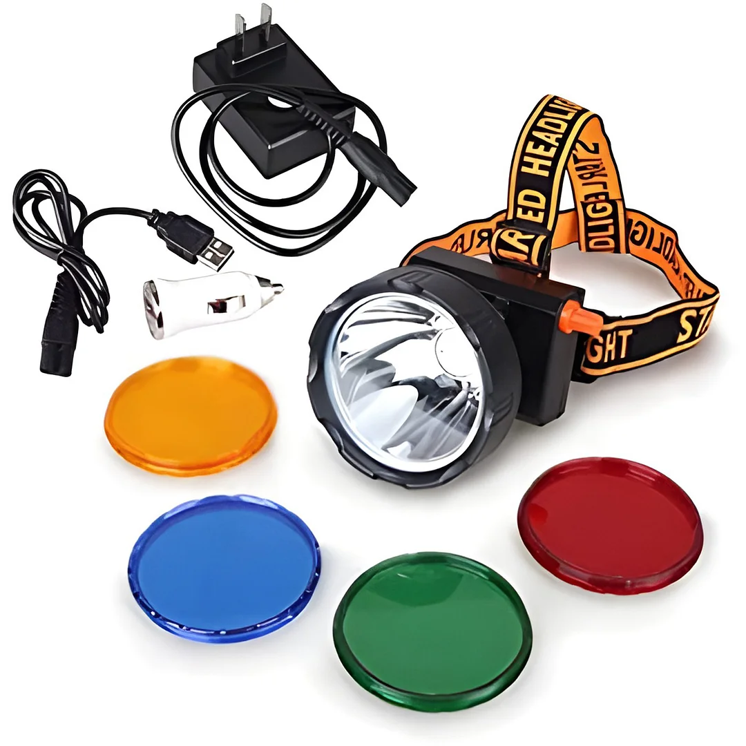 GearOZ 8W Dimmable LED Hunting Lights 1200LM Hunting Headlamp IP68 Waterproof Rechargeable Camping Hiking Fishing Bright Head Light, 5 Light Modes for Coon, Coyotes, Hog, Predators Hunters
