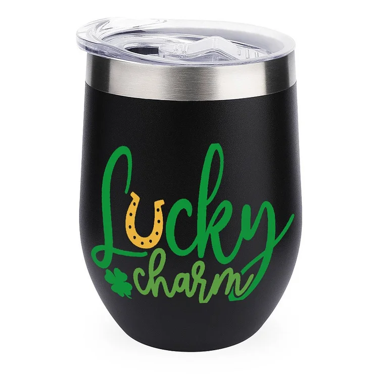 Lucky Charm St Patricks Day Gift Stainless Steel Insulated Cup - Heather Prints Shirts