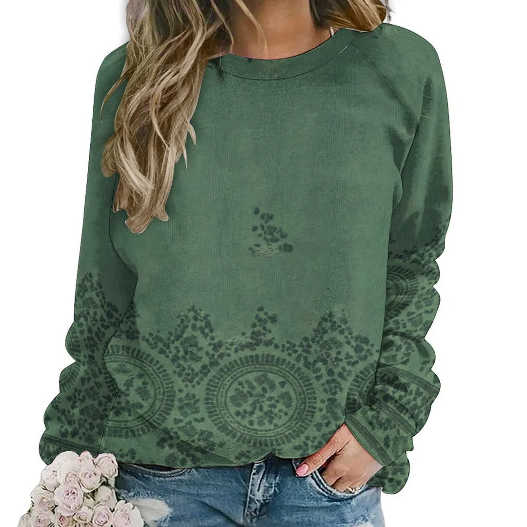Style & Comfort for Mature Women Printed Long Sleeve Casual Sweatshirt for  Women and Men Unisex Pattern Green, Vintage