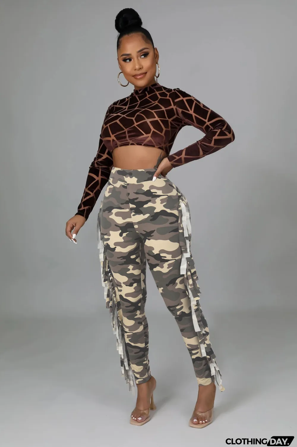Tight Camouflage Tassel Pants