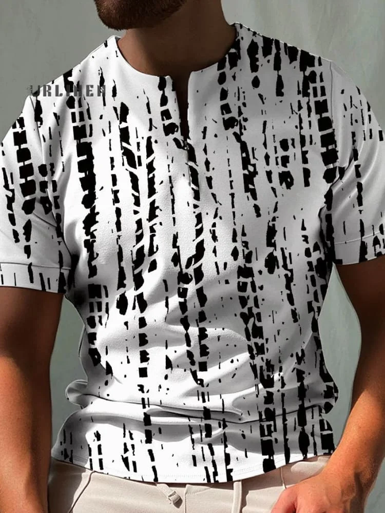 Black Dots Print 100% Cotton Zipper Polo Shirt