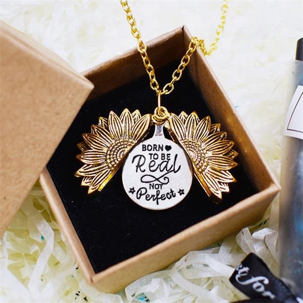 Born to Be Real not Perfect Sunflower Necklace